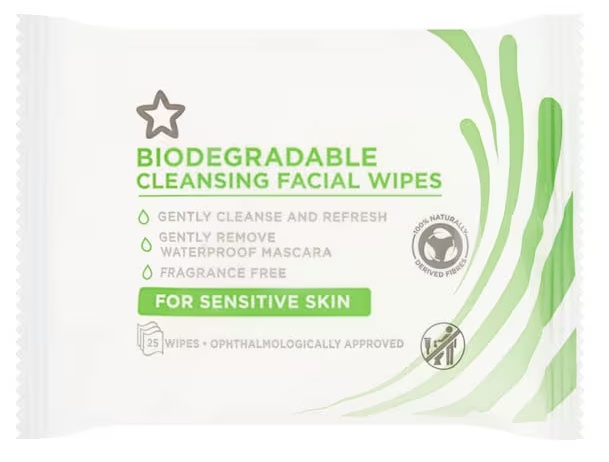 Superdrug Essential Cleansing Bio Face Wipes Sensitive Skin