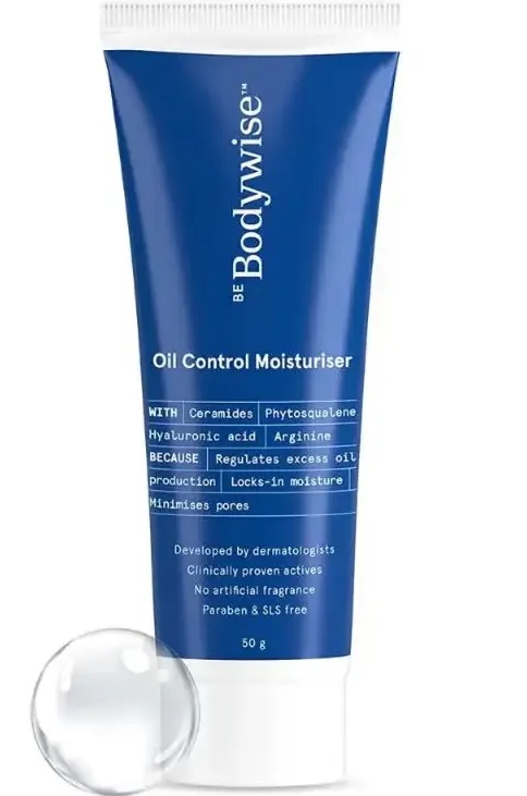 Be Bodywise Oil Control Moisturiser With Hyaluronic Acid, For Oily, Acne-prone Skin