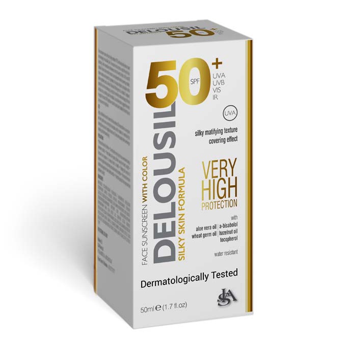 DELOUSIL Face Sunscreen With Colour SPF 50 (With Aloe/Water Resistant)
