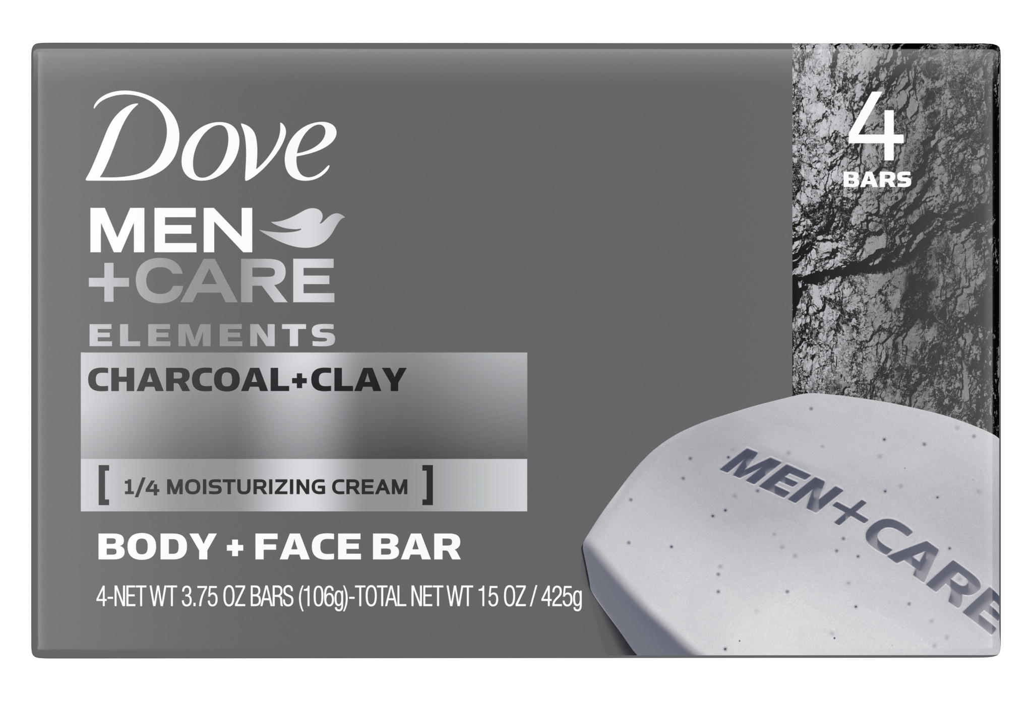Dove Men+care Elements Charcoal + Clay Body And Face Bar