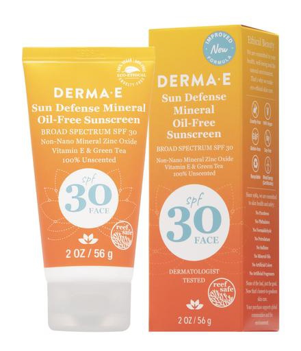 Derma E Sun Defense Mineral Oil-Free Sunscreen Face SPF 30