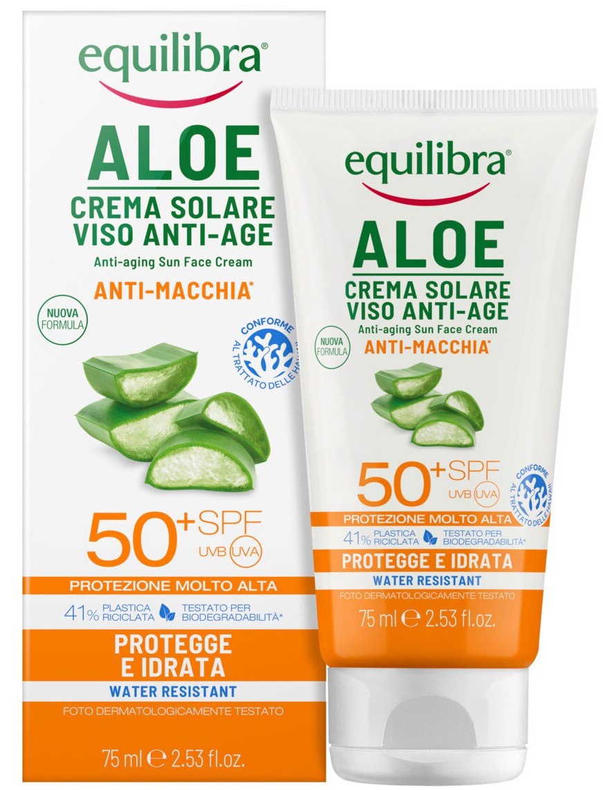 Equilibra Aloe Crema Solare Viso Anti-Age (Anti-Aging Sun Face Cream) SPF 50+
