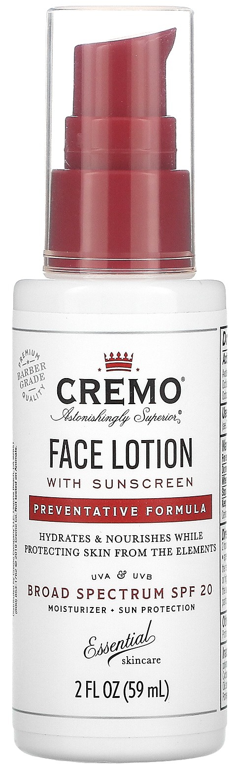 Cremo Face Lotion With Sunscreen, Preventative Formula, SPF 20