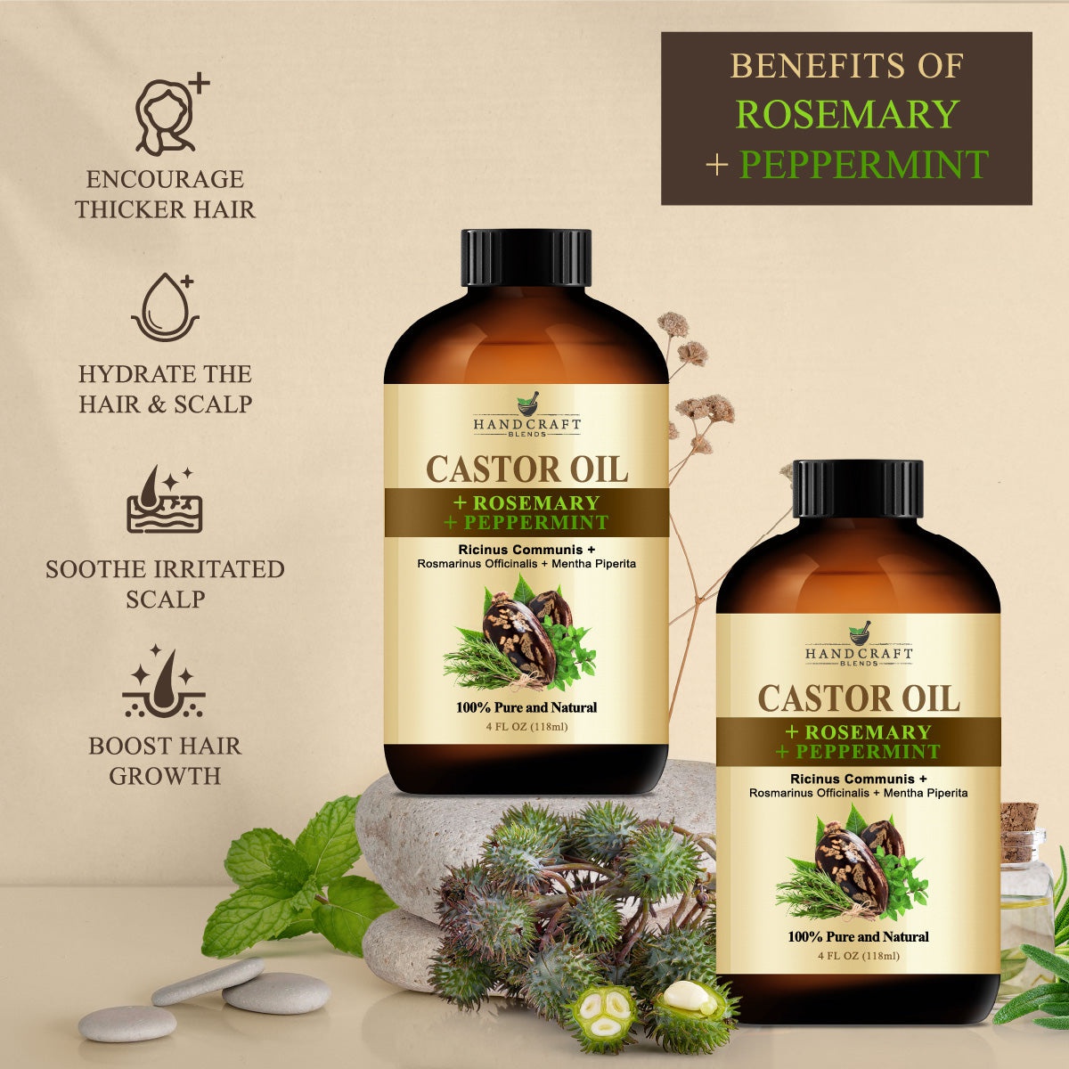 Handcraft Blends Castor Oil With Rosemary And Peppermint Oil