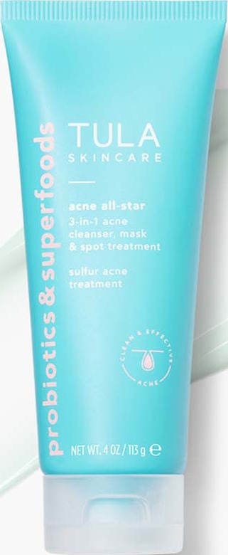 Tula Acne All-star 3-in-1 Acne Cleanser, Mask & Spot Treatment Sulfur Acne Treatment