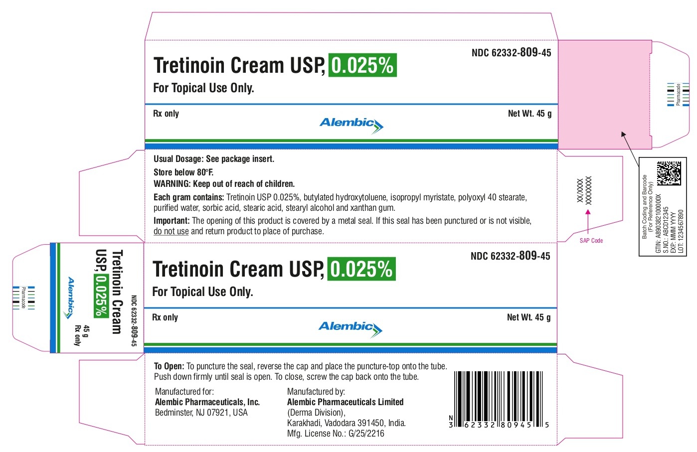 Alembic Pharmaceuticals Limited. Tretinoin Usp. 0.025%