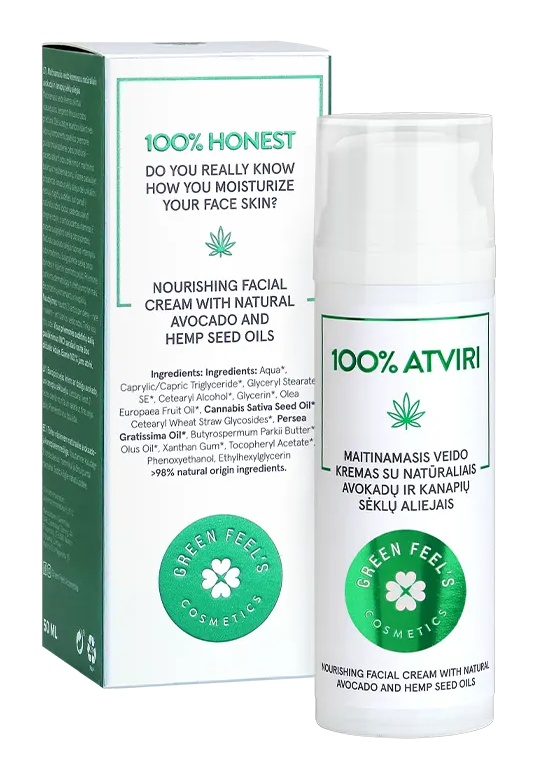Green Feels Nourishing Facial Cream With Natural Avocado And Hemp Seed Oils
