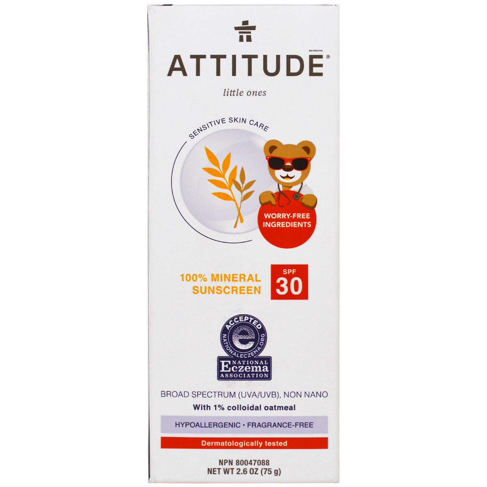 Attitude Baby Sunscreen Spf 30 - 100% Mineral - Fragrance Free