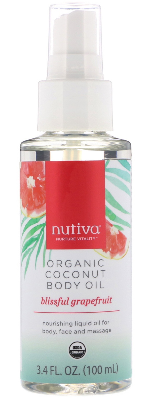 Nutiva Organic Coconut Body Oil, Blissful Grapefruit