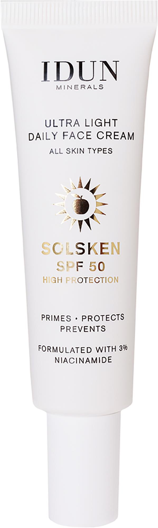 IDUN Minerals Ultra Light Daily Face Cream Solsken SPF 50