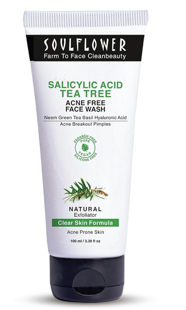 Soulflower Salicylic Acid Tea Tree Acne Free Face Wash