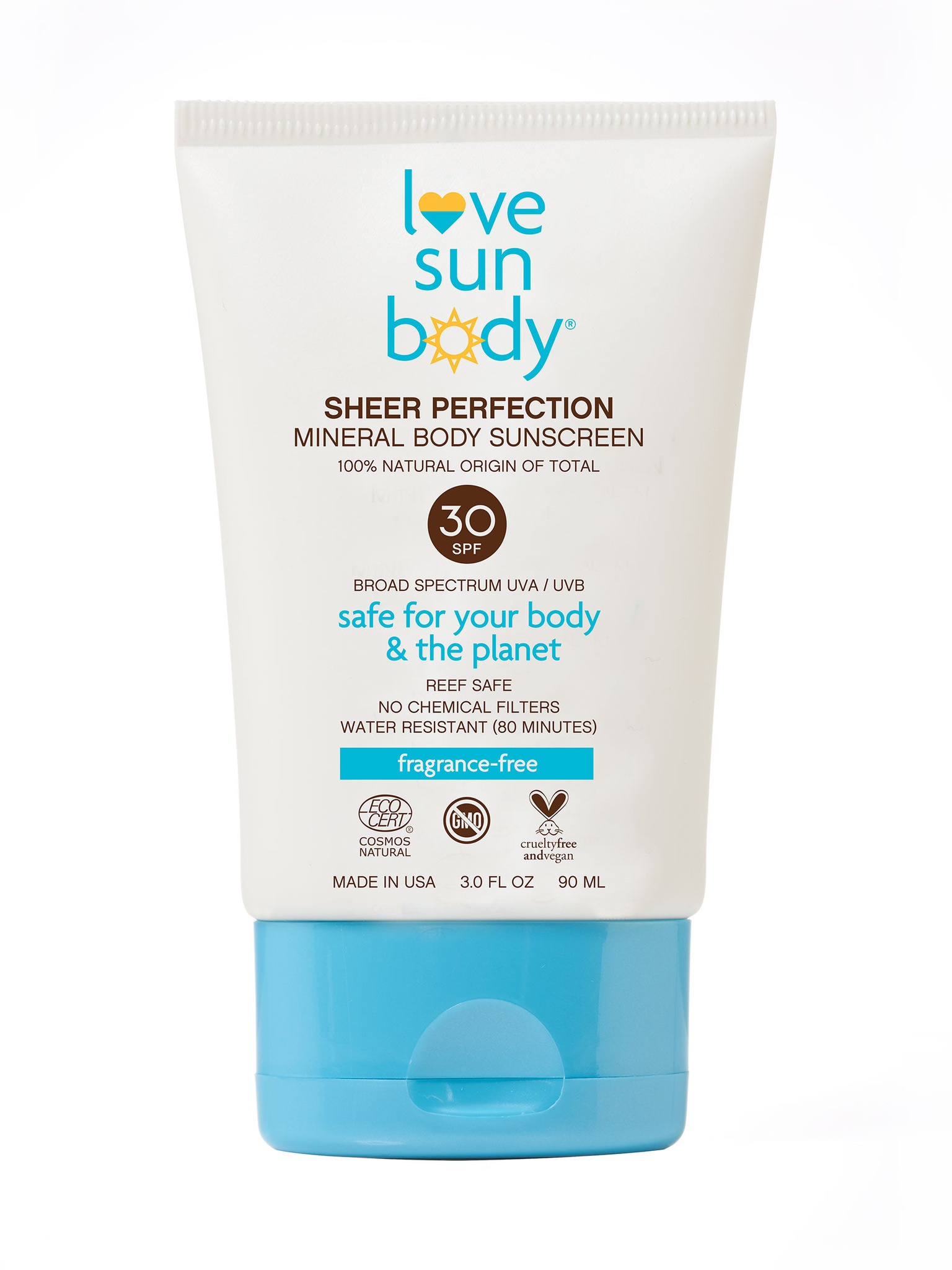 Love Sun Body Sheer Perfection Mineral Body Sunscreen Lotion, Fragrance-free SPF 30