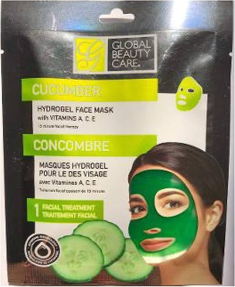 Global Beauty Care Cucumber Hydrogel Face Mask With Vitamins A, C, E