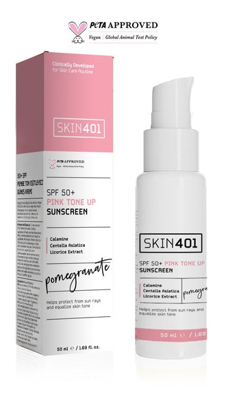 SKIN401 SPF 50 Pembe Ton Eşitleyici Güneş Kremi