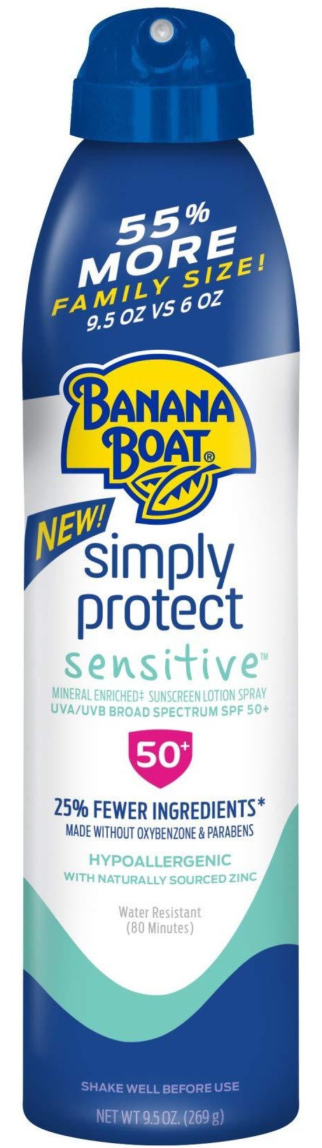 Banana Boat Mineral Enriched, Reef Friendly, Broad Spectrum Sensitive Skin Sunscreen Spray, SPF 50