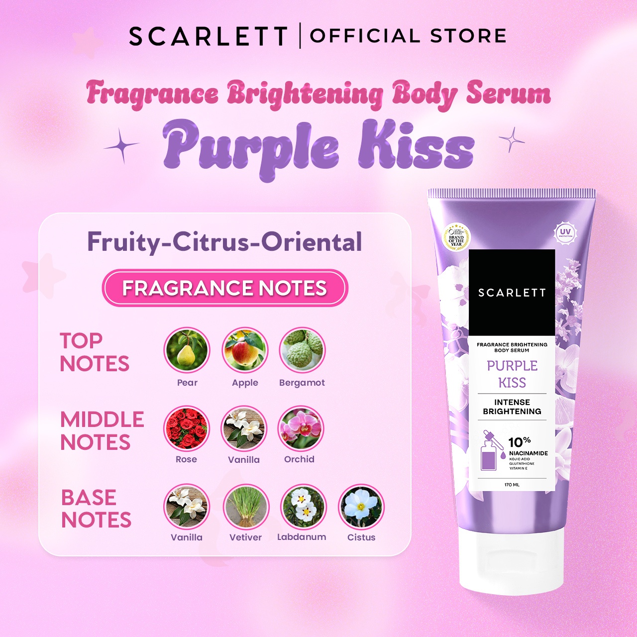 Scarlett Whitening Fragrance Brightening Body Serum Purple Kiss