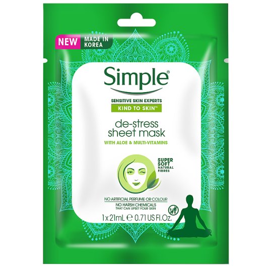 Simple De-Stress Sheet Mask With Aloe & Multi-Vitamins