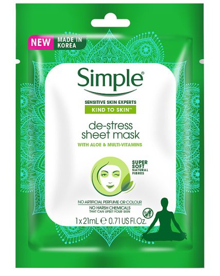 Simple De-Stress Sheet Mask With Aloe & Multi-Vitamins