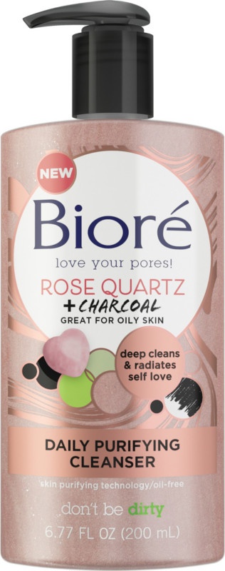 Biore Rose Quartz And Charcoal Daily Purifying Cleanser