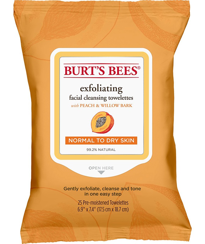 Burt's Bees Facial Cleansing Towelettes With Exfoliating Peach And Willow Bark