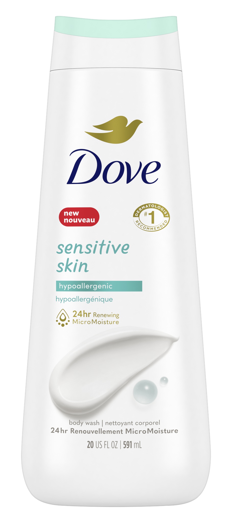 Dove Sensitive Skin Long Lasting Gentle Hypoallergenic Women's Body Wash,