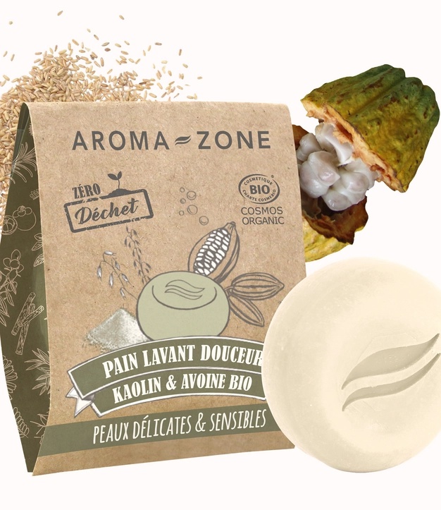 Aroma Zone Gentle Soap-free Cleansing Bar Organic Kaolin & Oats
