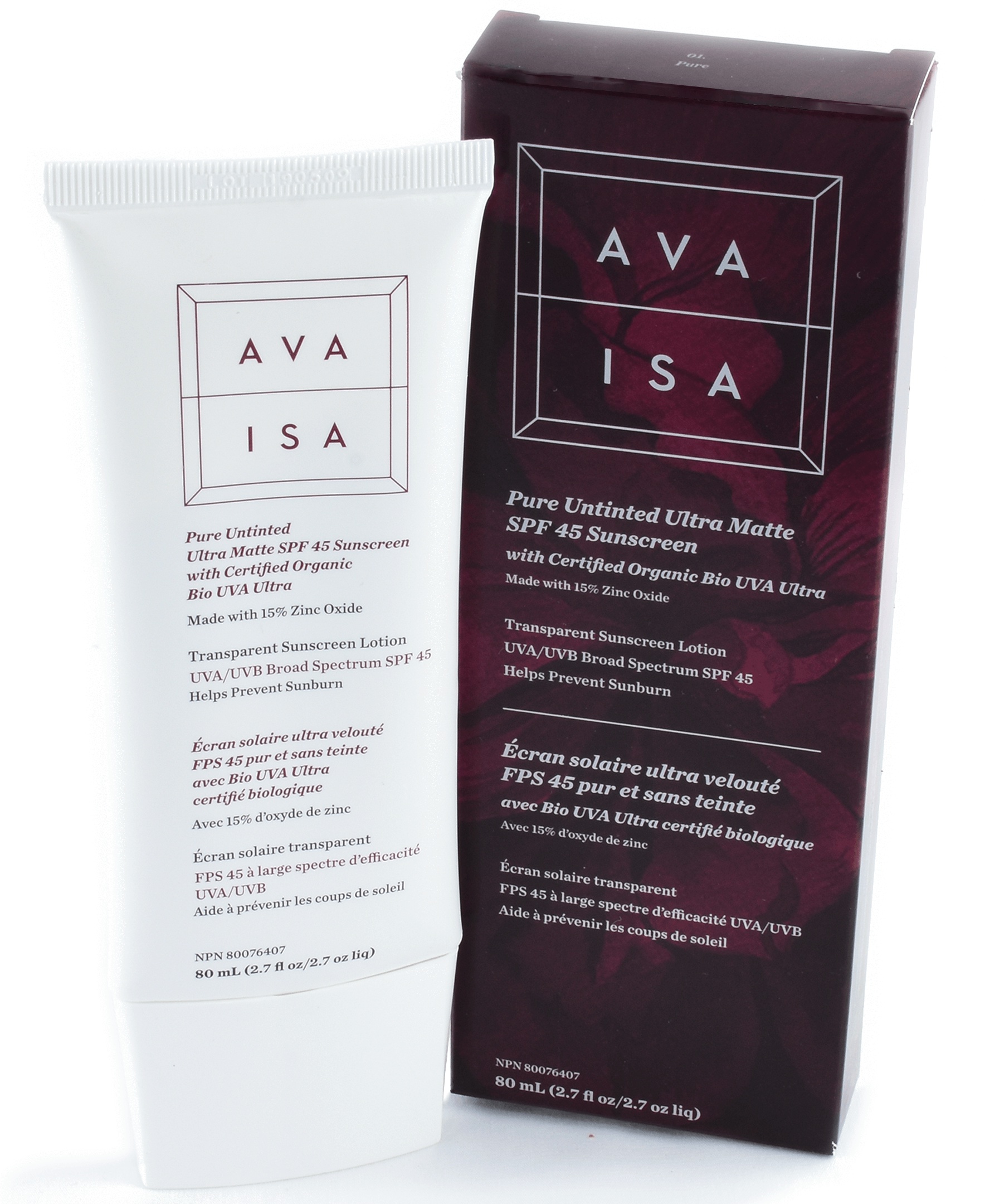Ava Isa Pure Untinted Ultra Matte Spf 45 Sunscreen