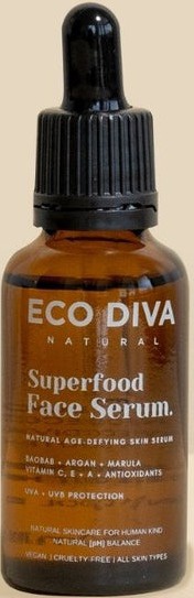 Eco Diva Superfood Face Serum - Glow With Hyaluronic Acid, Baobab, Marula, Argan, Vit C, A,e & Antioxidants SPF