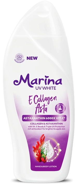 Marina UV White E Collagen Asta Astaxanthin 6000X VIT C Hand & Body Lotion