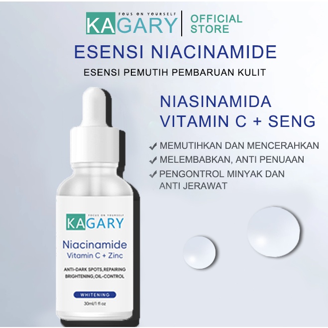 Kagary kagary Brightening Serum 10% Niacinamide 5% Vitamin C 1% Zinc Brightening & Anti-aging Serum