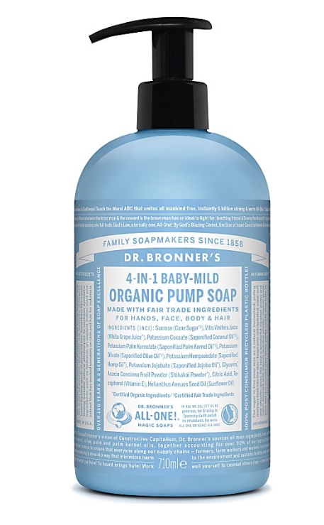 Dr Bronner Organic Pump Soap - Baby Unscented ingredients ...