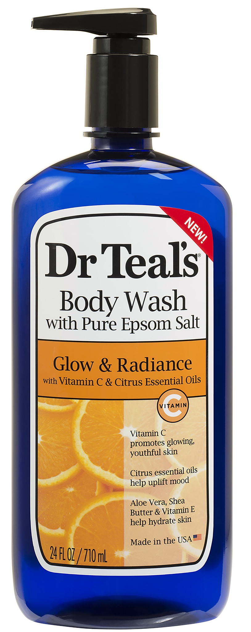 Dr. Teal's Body Wash With Pure Epsom Salt – Glow And Radiance With Vitamin C And Citrus Essential Oil