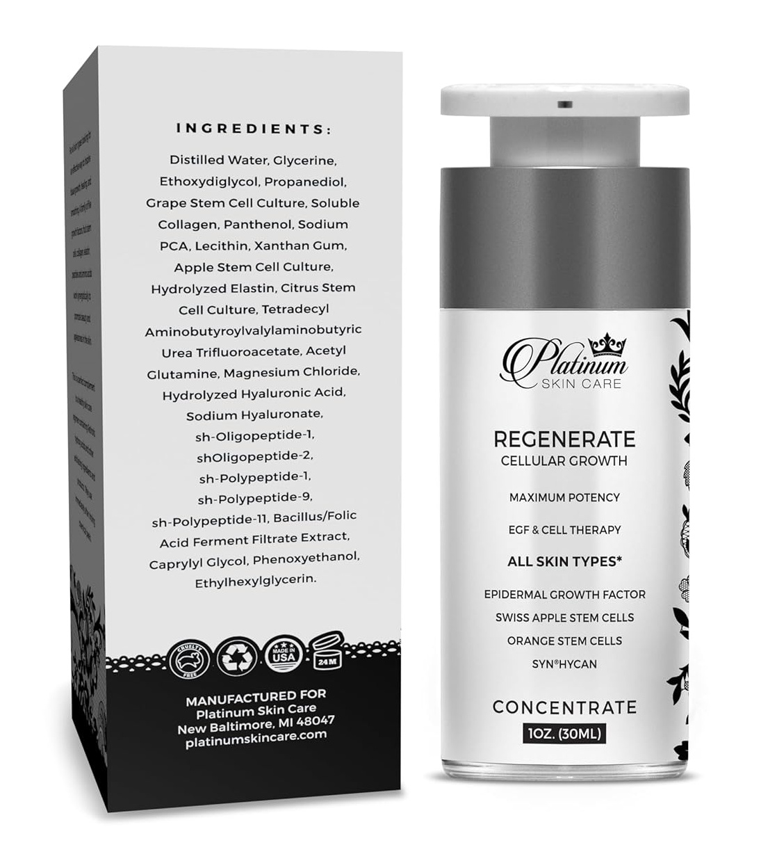 Platinum Skin Care Regenerate - Maximum Potency Egf & Stem Cell Therapy Serum