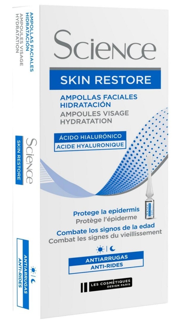 Les cosmetiques Science Ampollas Faciales Hidratación Ácido Hialurónico Skin Restore
