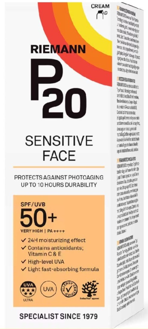 Riemann P20 Sensitive Face SPF50+ Suncream