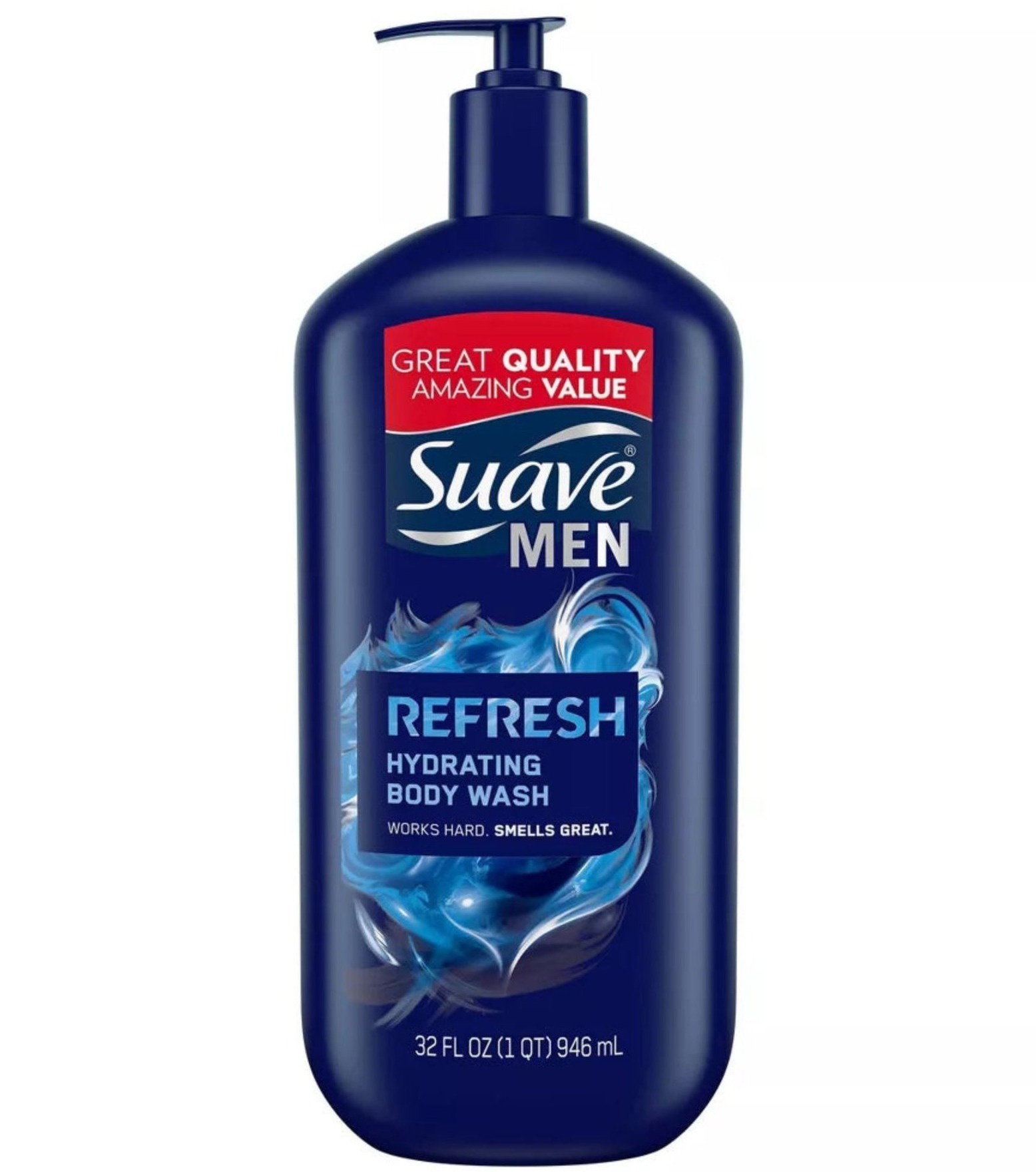 Suave Men's Refresh Hydrating Body Wash Pump