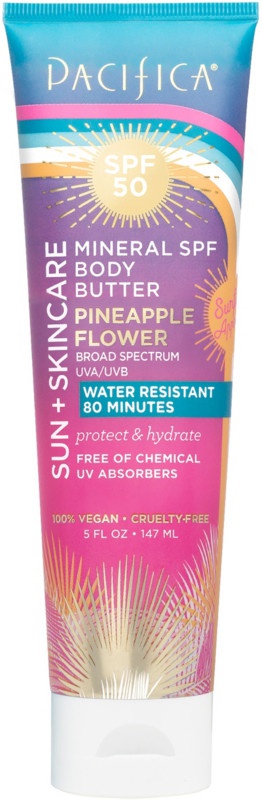 Pacifica Beauty Sun + Skincare Mineral Body Butter Pineapple Flower Spf 50