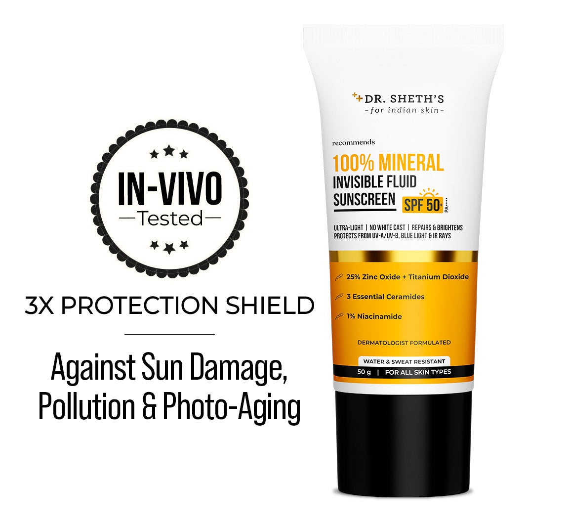 100% Mineral Invisible Fluid Sunscreen - 50g Fluid Mineral Sunscreen
