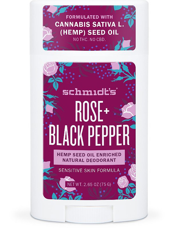Schmidt's Rose + Black Pepper Hemp Seed Oil Enriched Natural Deodorant Sensitive Skin Formula