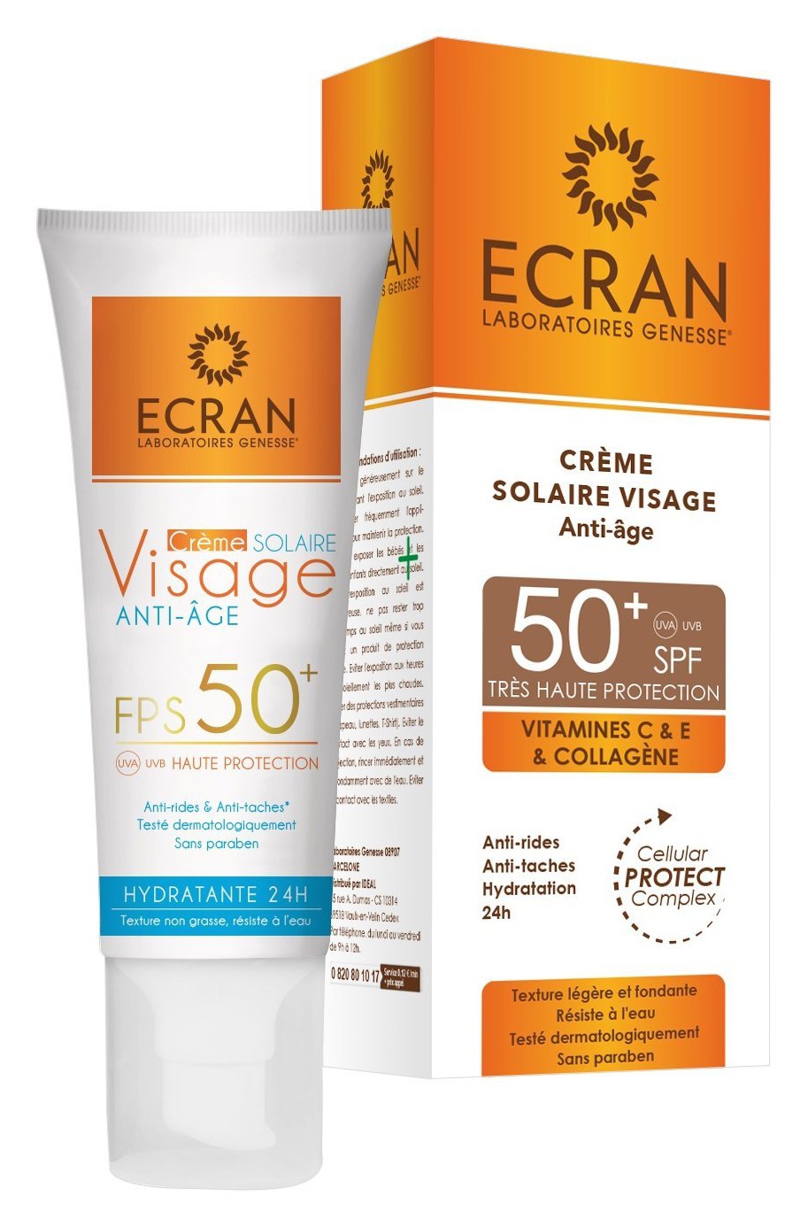 Ecran Ecran Crème Solaire Visage Pour Peau Sensible Spf 50+