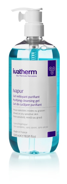 ivatherm Eau Thermale Herculane Ivapur Purifying Cleansing Gel, Mixed Or Oily Sensitive Skin 250 Or