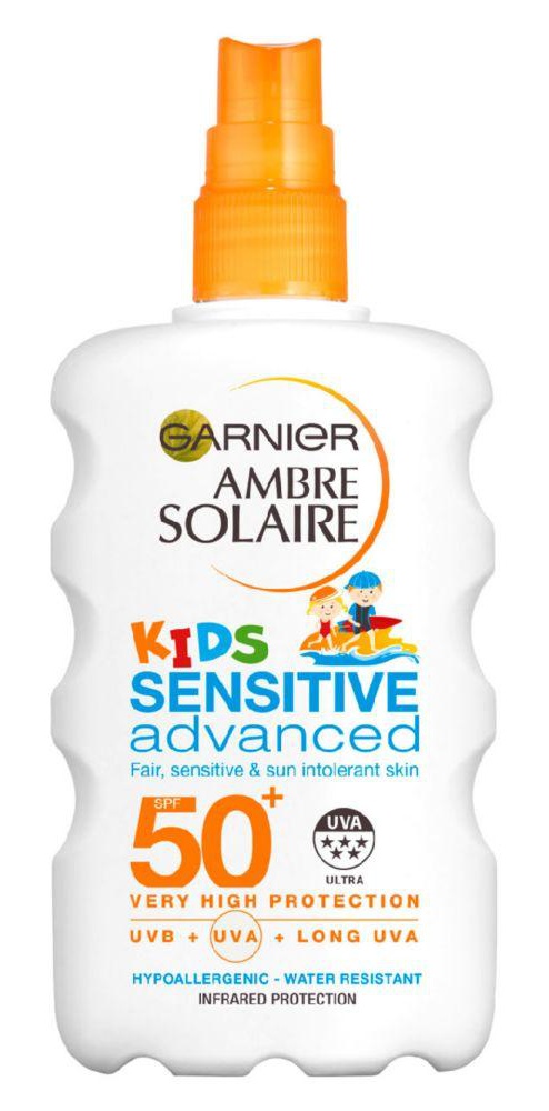 Garnier Ambre Solaire Kids Sensitive Water Resistant Sun Cream Spray SPF50+
