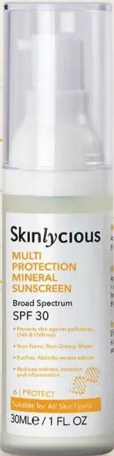 Skinlycious Multi Protection Mineral Sunscreen SPF47 Pa+++ (Broad Spectrum SPF 30)