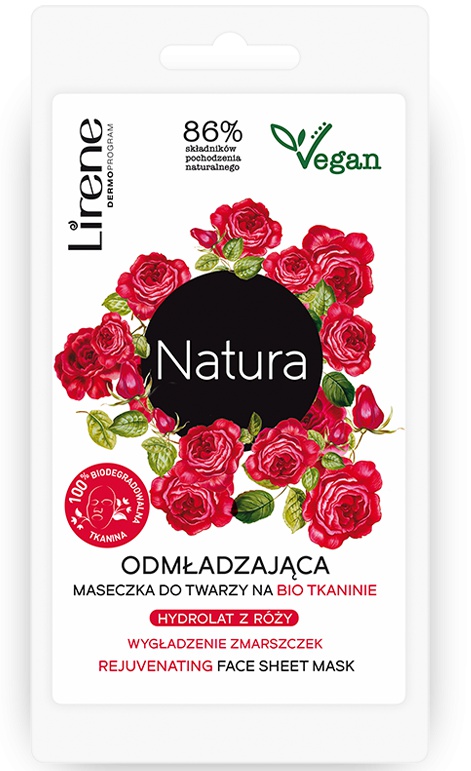 Lirene Natura Rejuvenating Face Sheet Mask With Rose