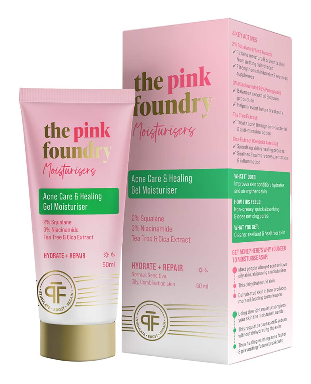 The Pink Foundry Acne Care & Healing Gel Moisturiser With Tea Tree & Cica