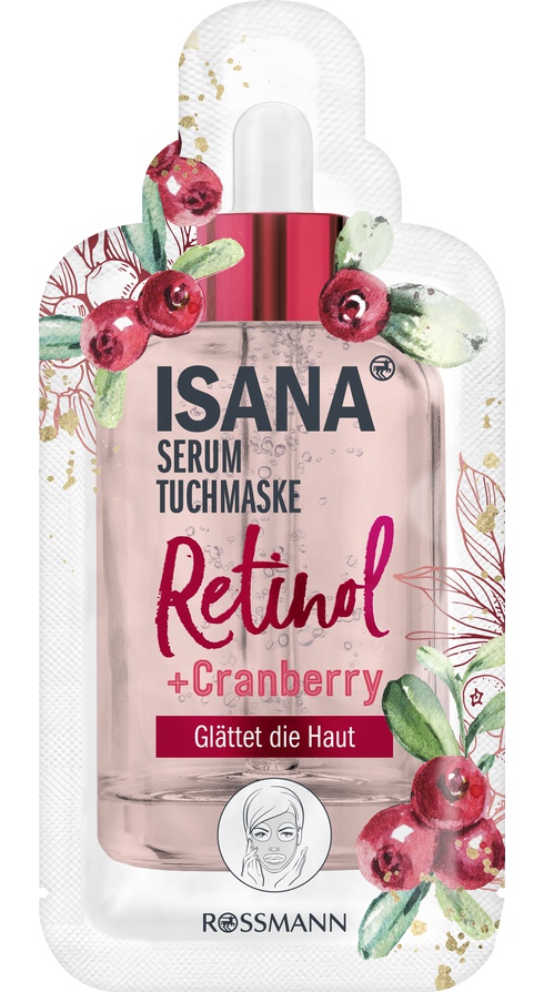 Isana Serum Tuchmaske Retinol + Cranberry