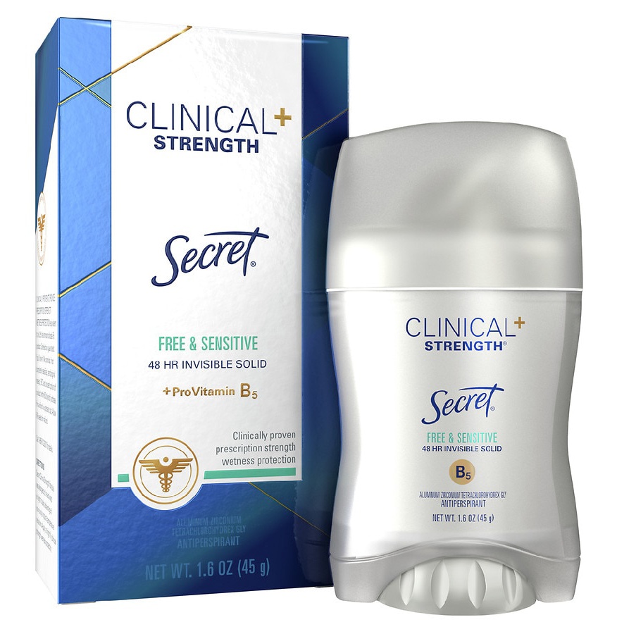 Secret Clinical Strength Invisible Solid Antiperspirant And Deodorant, Free & Sensitive