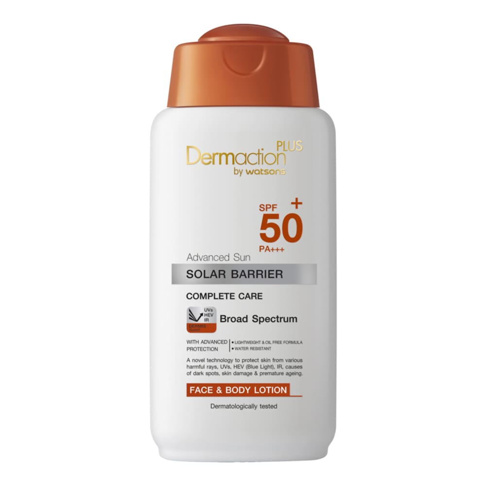 Dermaction plus by watsons Advanced Sun Solar Barrier Complete Face & Body Lotion Spf 50+ Pa++++