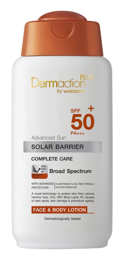 Dermaction plus by watsons Advanced Sun Solar Barrier Complete Face & Body Lotion Spf 50+ Pa++++