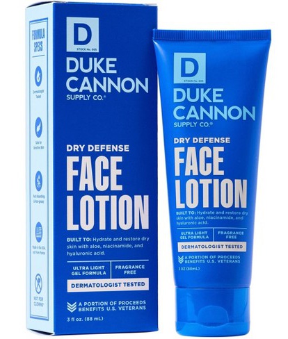 Duke Cannon Dry Defense Face Lotion Hydrating Gel Cream For Men